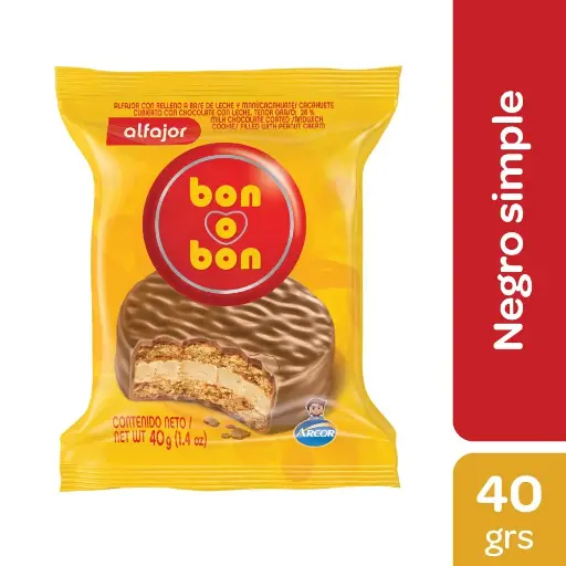 Alfajor Bon o Bon Negro Simple x40gr