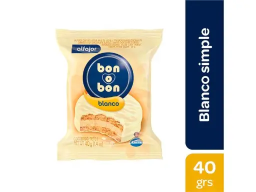 Alfajor Bon o Bon Blanco Simple x40gr